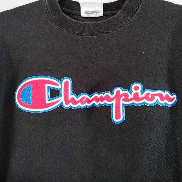 Champion Reverse Weave Sweatshirt Size Large Spellout Logo Script Vintage - Picture 2 of 4